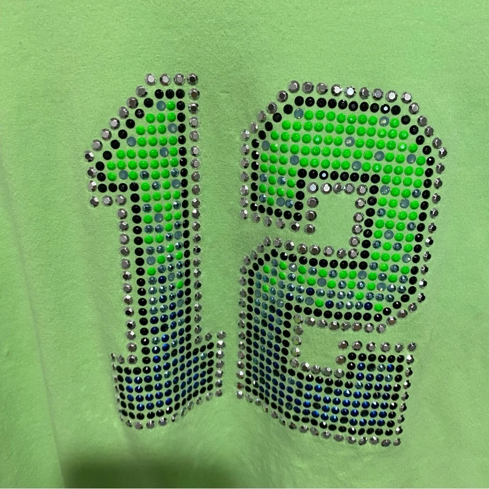 VTG Christine Alexander Bedazzled "12" Women's Green Top‎ Size M - Picture 4 of 13